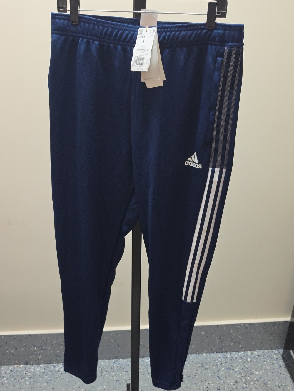 adidas Navy and White Mens Joggers with Signature Three Stripes
